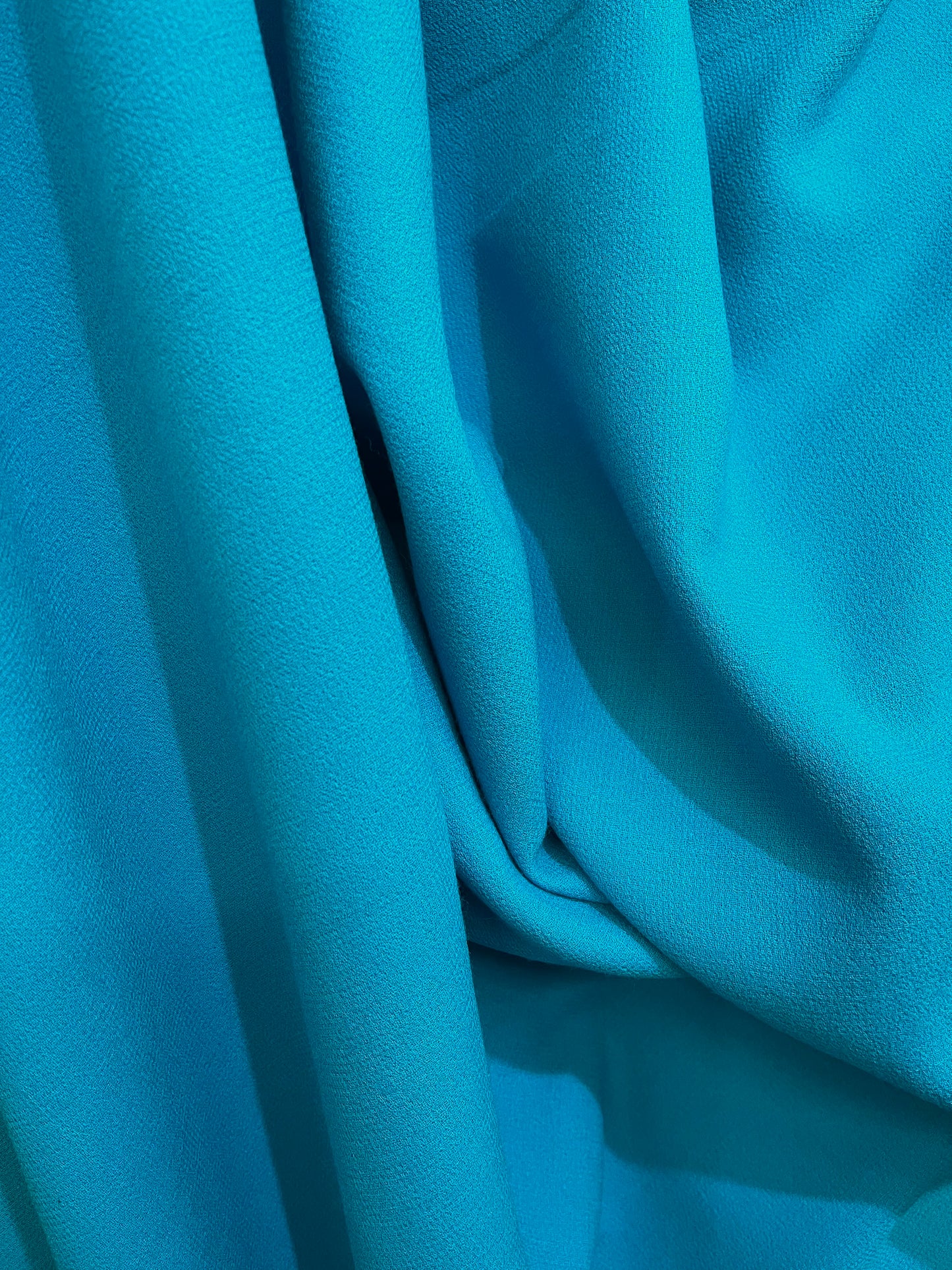 Italian Designer Double Faced Virgin Wool Crepe - Aqua Blue