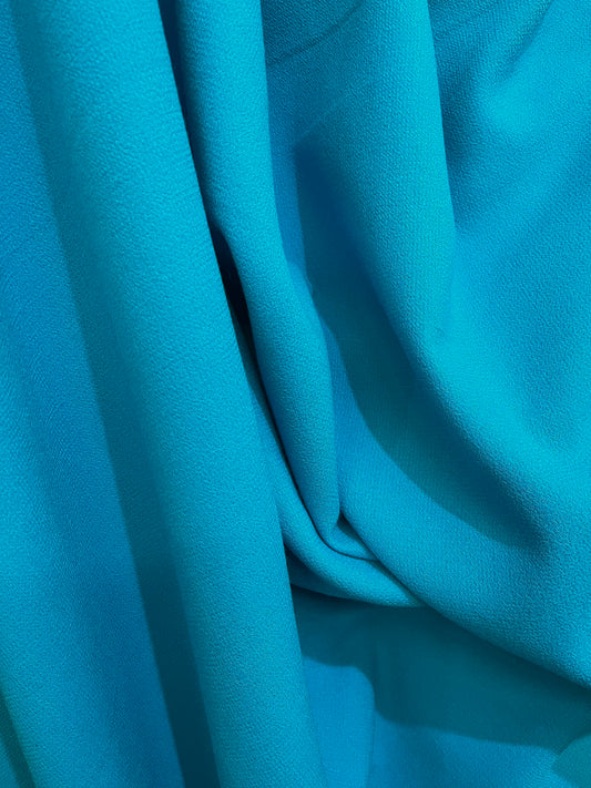 Italian Designer Double Faced Virgin Wool Crepe - Aqua Blue
