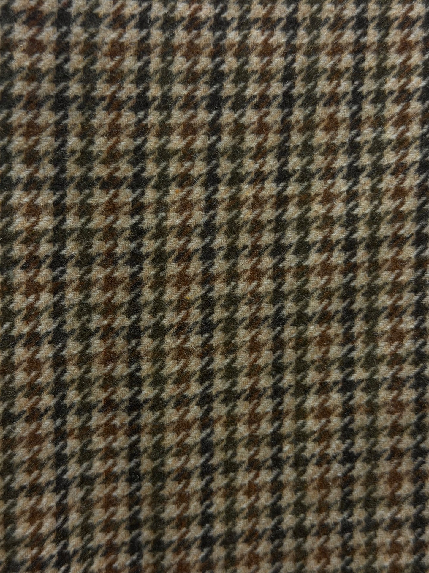 Heritage Label - Italian Houndstooth Wool Blend - Beige, Green, Black & Rust