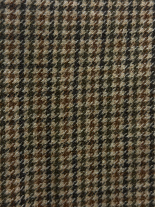 Heritage Label - Italian Houndstooth Wool Blend - Beige, Green, Black & Rust