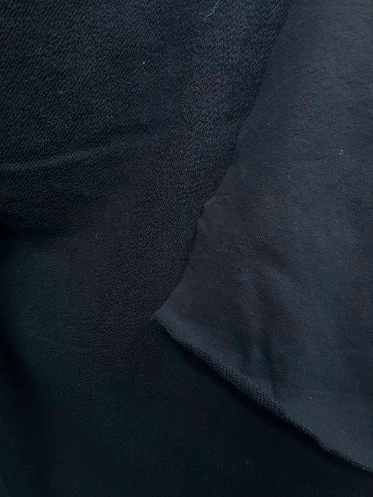 Wide Medium Weight Cotton French Terry - Navy Blue