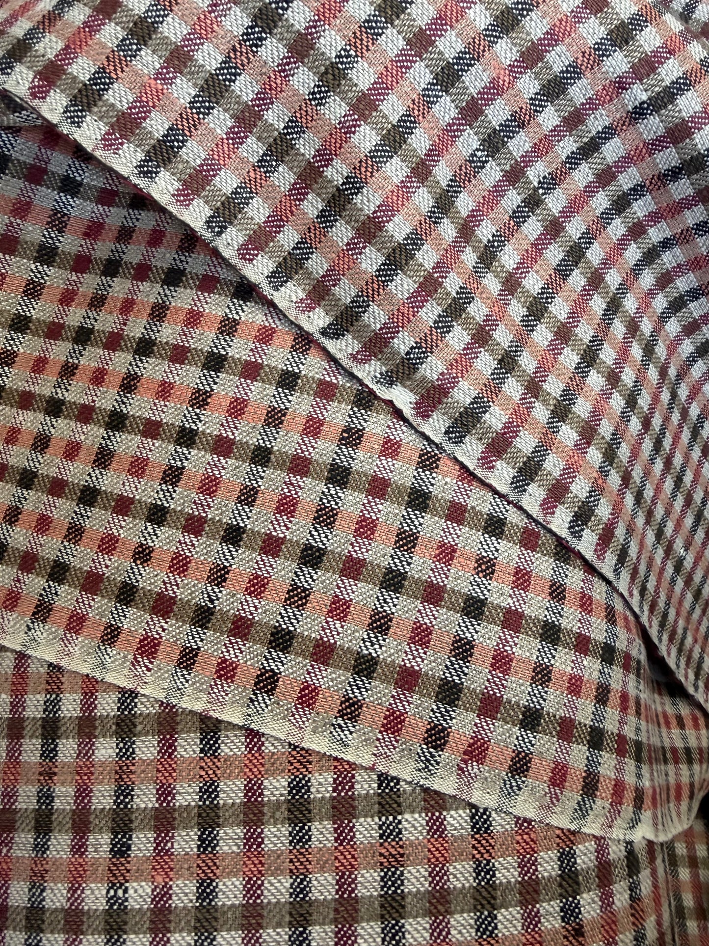 Plaid Linen - White, Beige, Pink & Orange