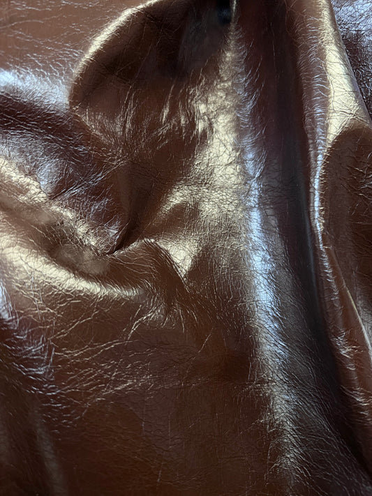 Designer Leather - Patent Chocolate Brown