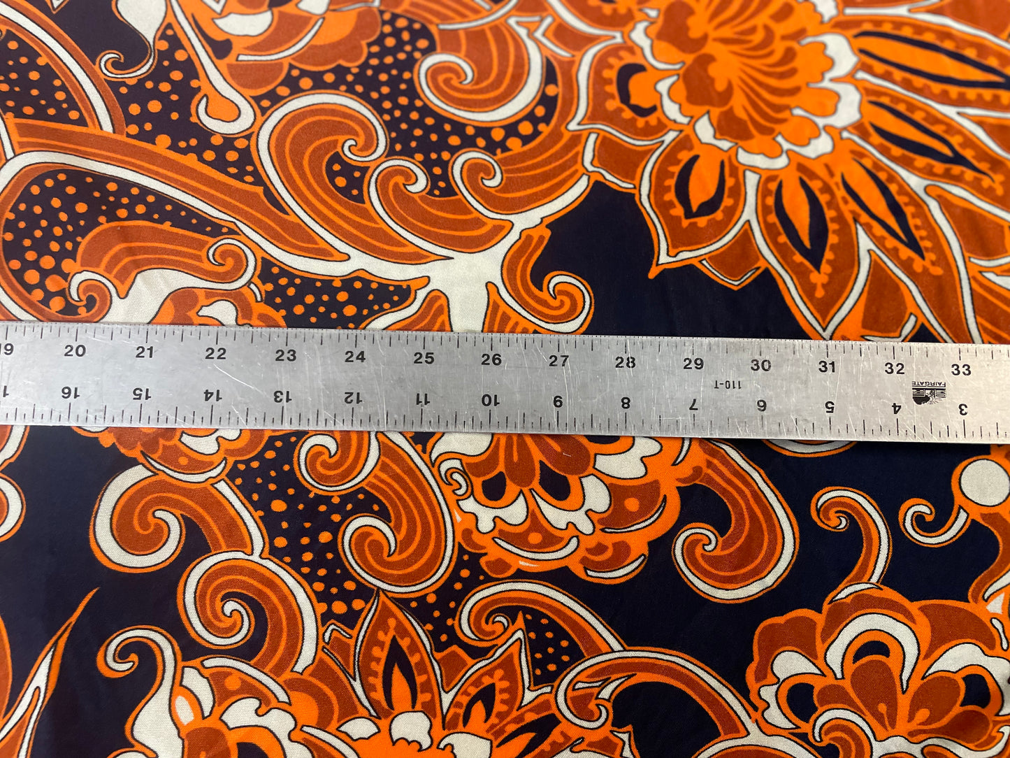 Paisley Print Rayon Jersey - Orange, Black& Off-white