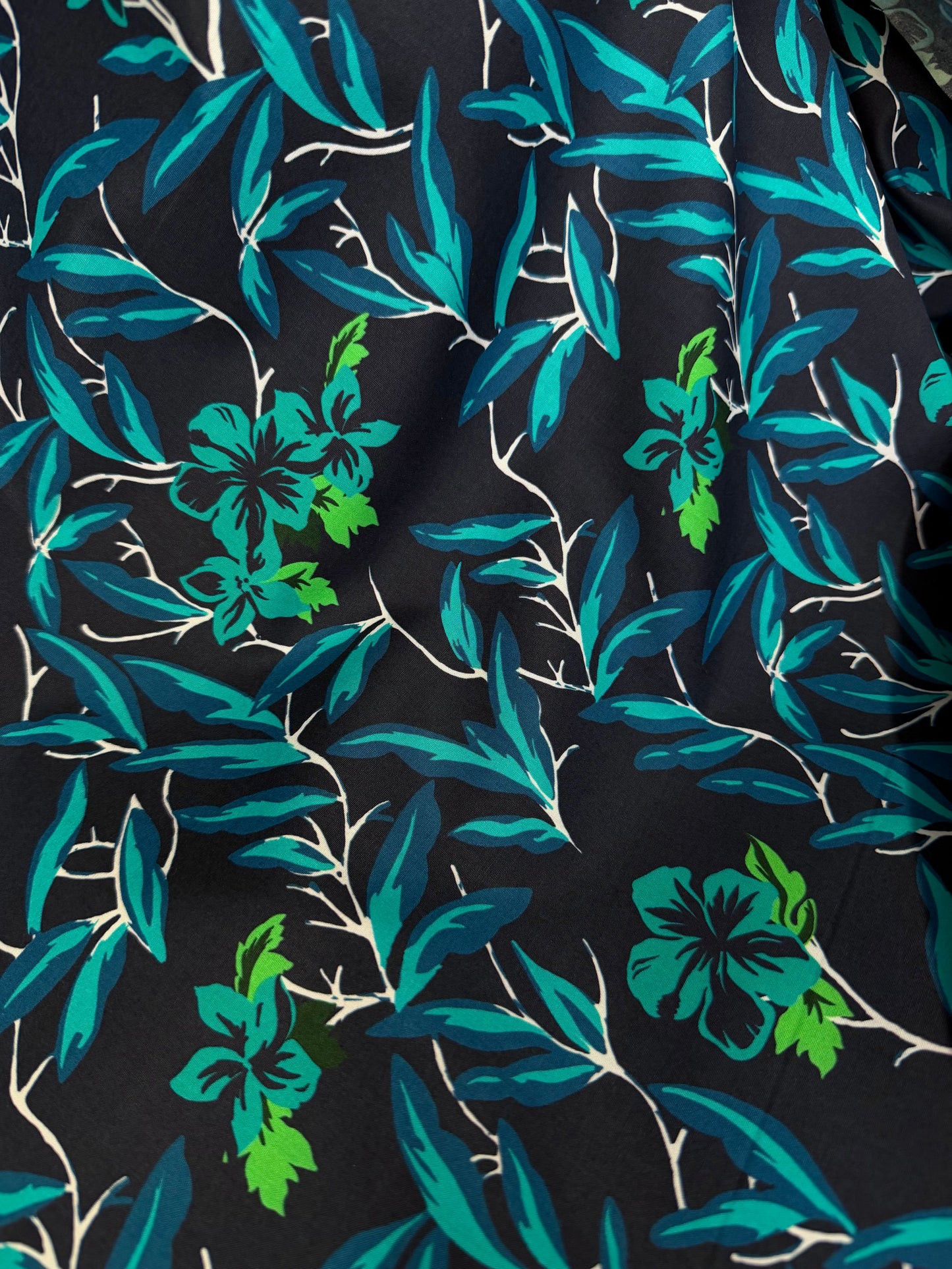 Italian Tropical Printed Cotton - Navy, Teal, Green