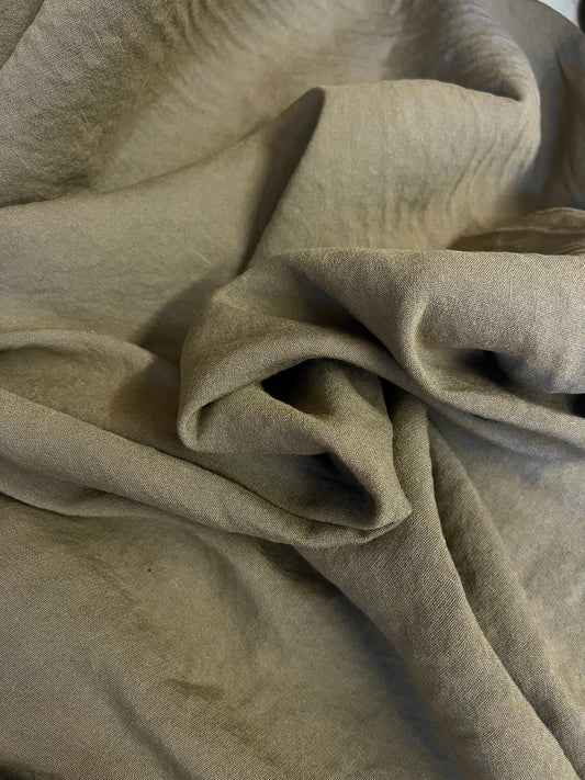 Stretch Cotton & Linen Blend - Olive Green