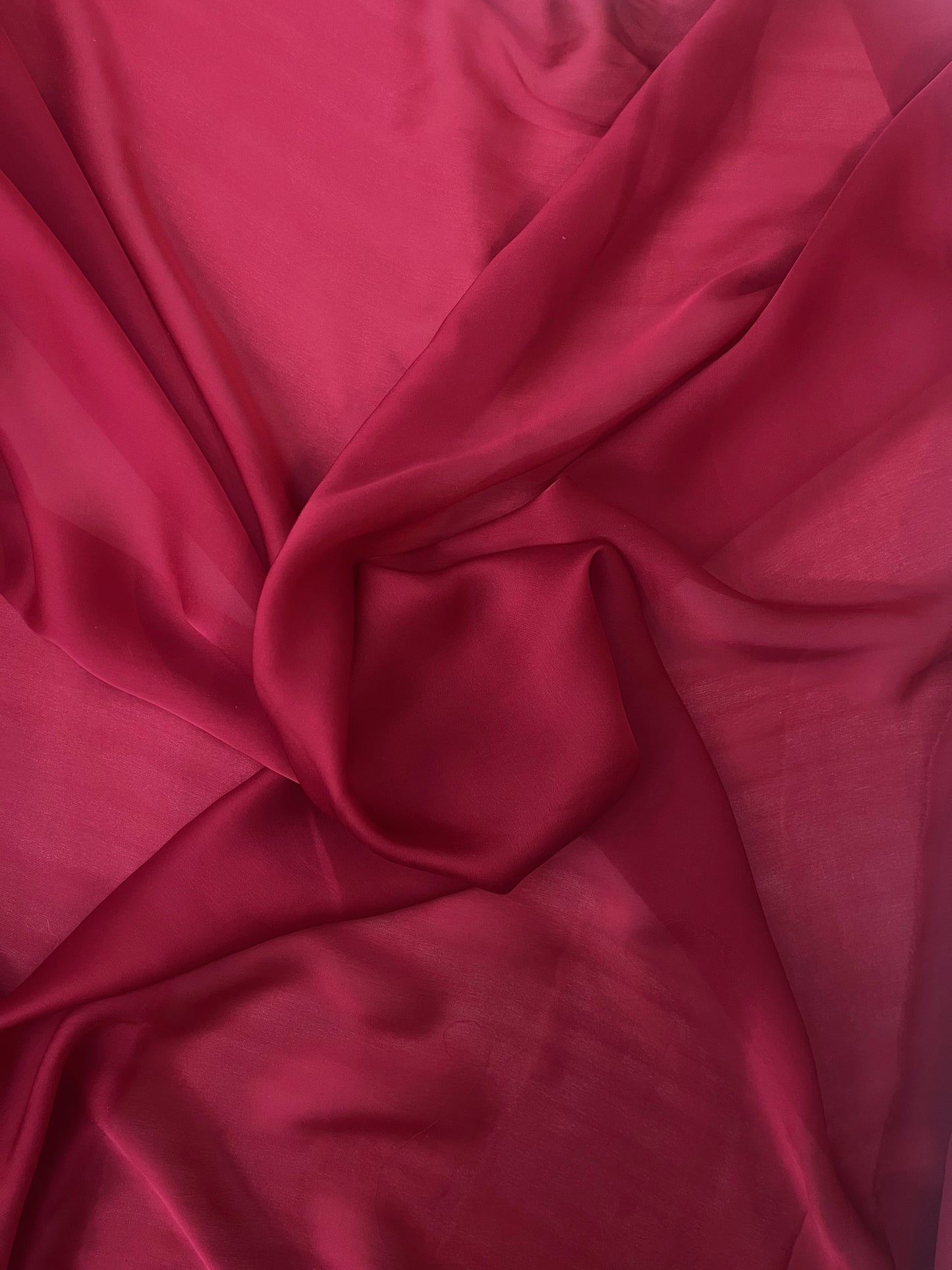Satin Face Silk Chiffon - Deep Red