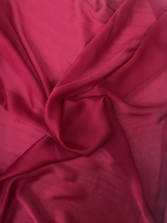Satin Face Silk Chiffon - Deep Red