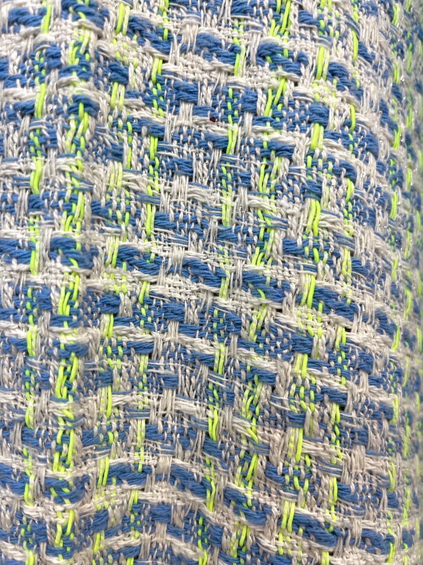 Woven Boucle Lurex Cotton - Neon, Silver, Blue & White