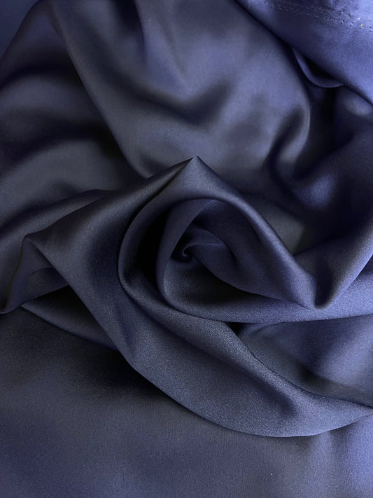 Light Weight Stretch Poly Satin - Navy Blue