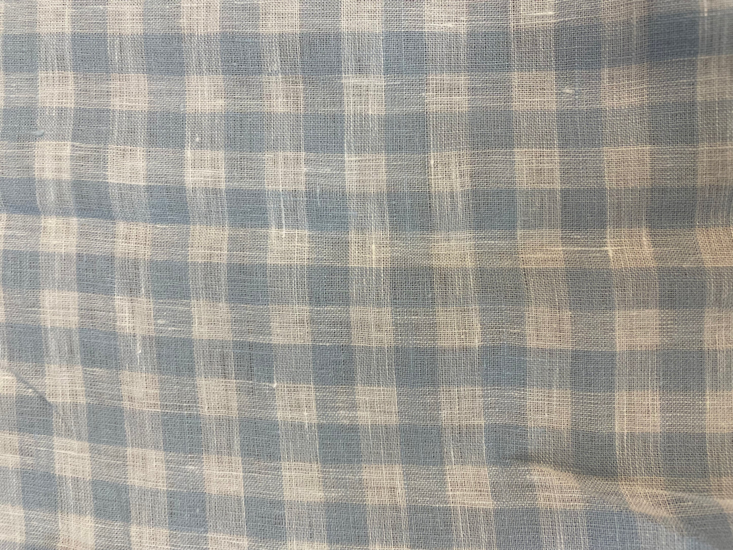 Plaid Baby Blue and White Linen