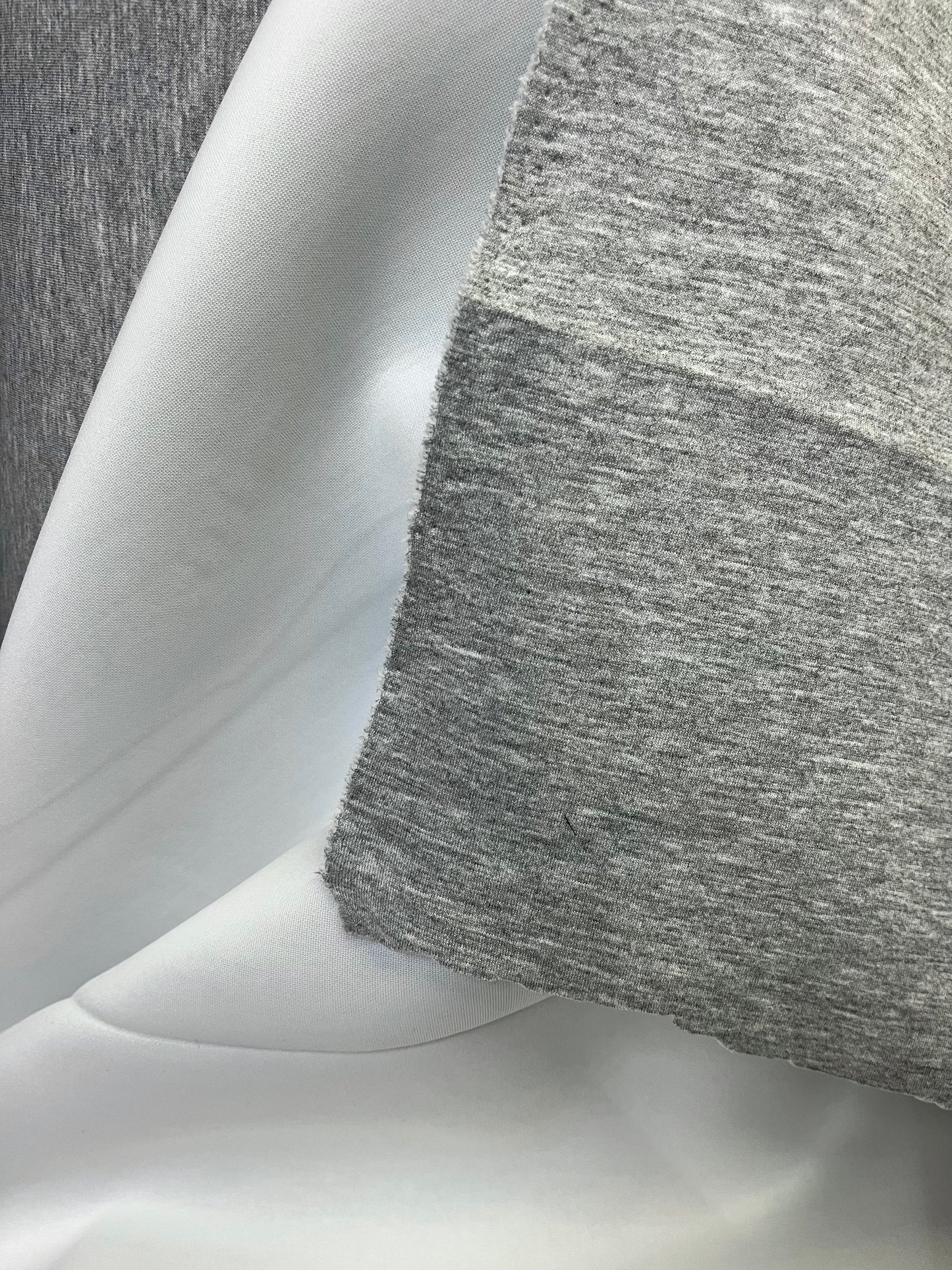 Poly Scuba Jersey - Heather Grey & White