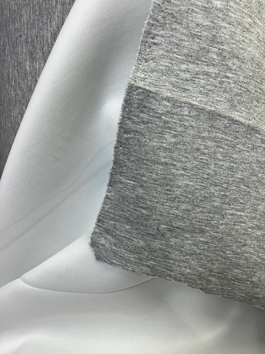 Poly Scuba Jersey - Heather Grey & White