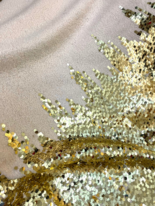 Boiled Wool Blend - Sequin - Beige & Gold