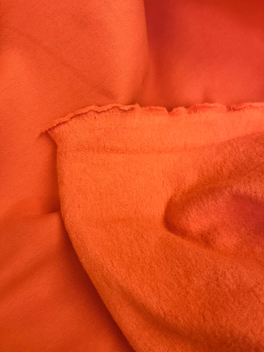 Poly & Cotton Brushed French Terry - Neon Orange