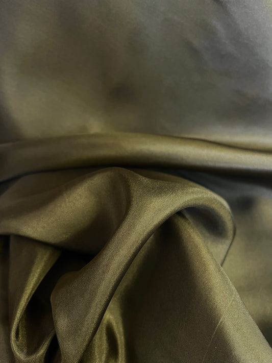100% Silk Habotai Lining - Olive Green