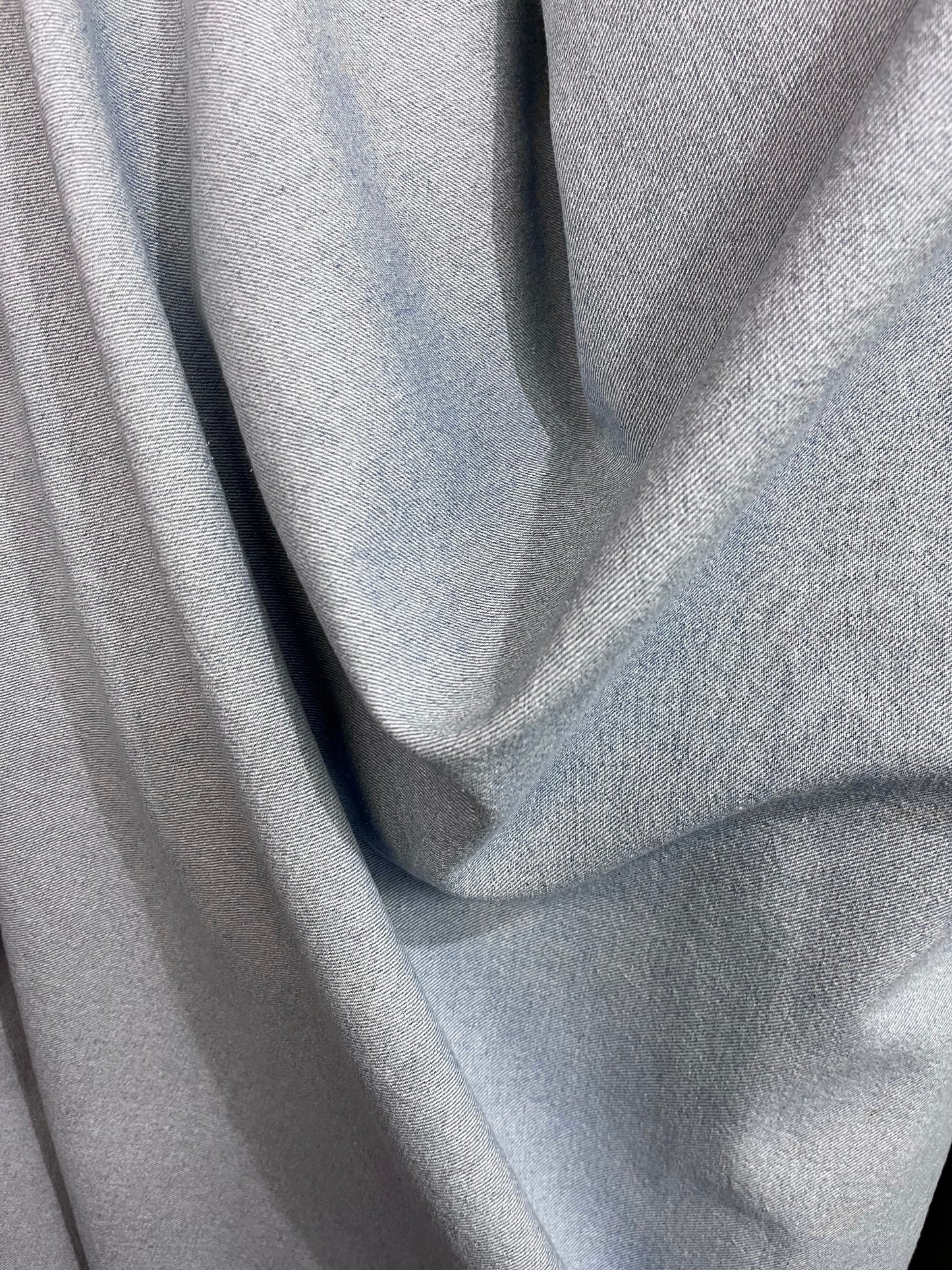 Cotton Denim - Faded Light Washed Blue