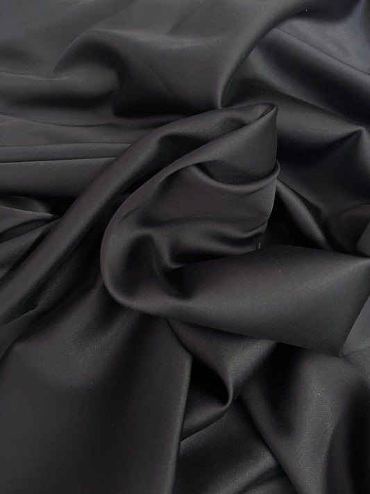 Spanish Stretch Rayon Satin - Jet Black