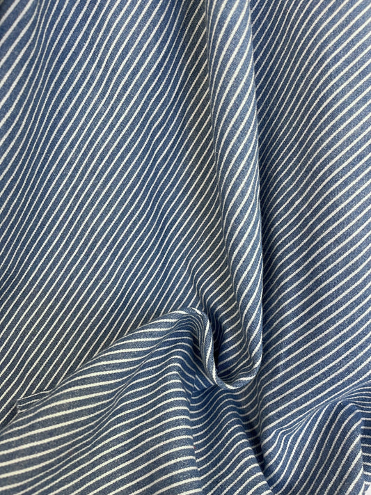 Wide Woven Stripe Cotton - Denim & Off-White