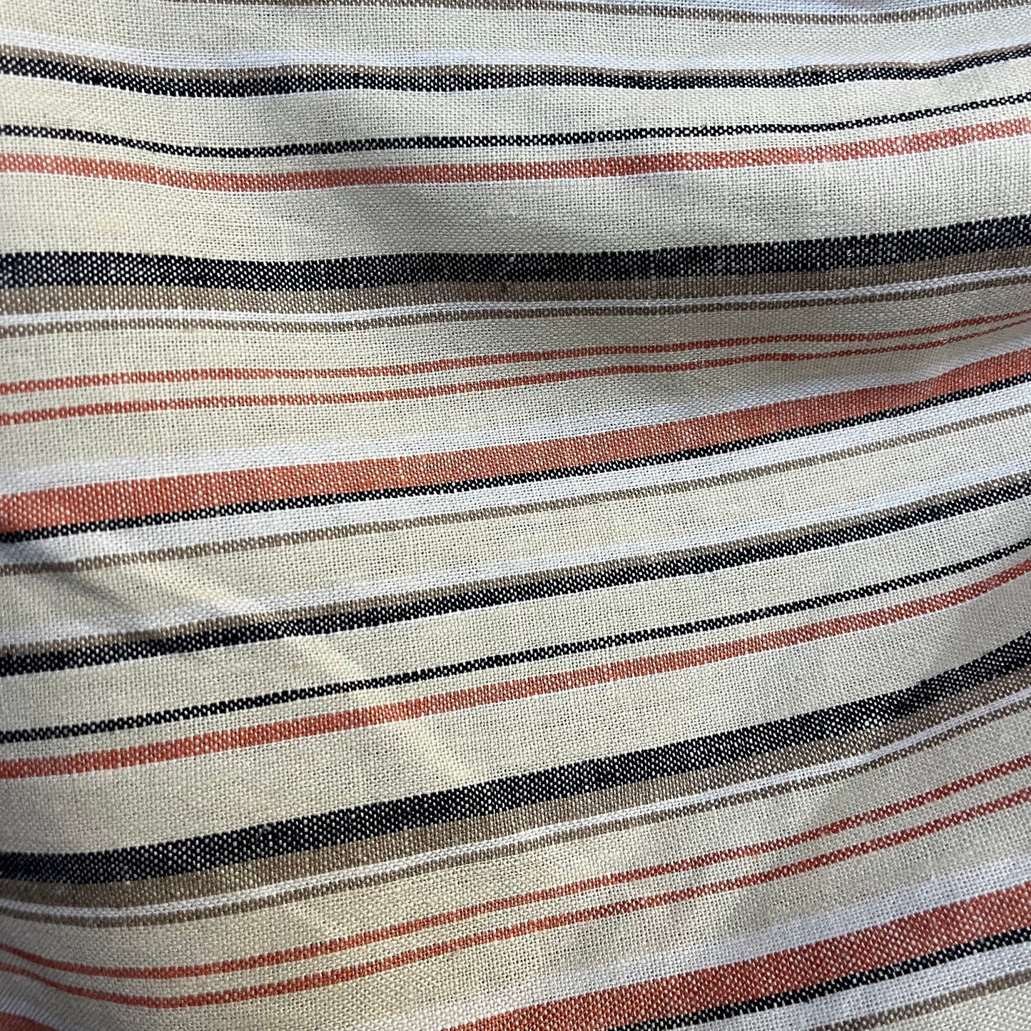 Stripe Linen & Cotton Blend - Beige, Black & Salmon