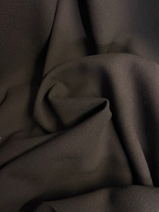 Italian Designer Double Faced Virgin Wool Crepe - Chocolate Brown