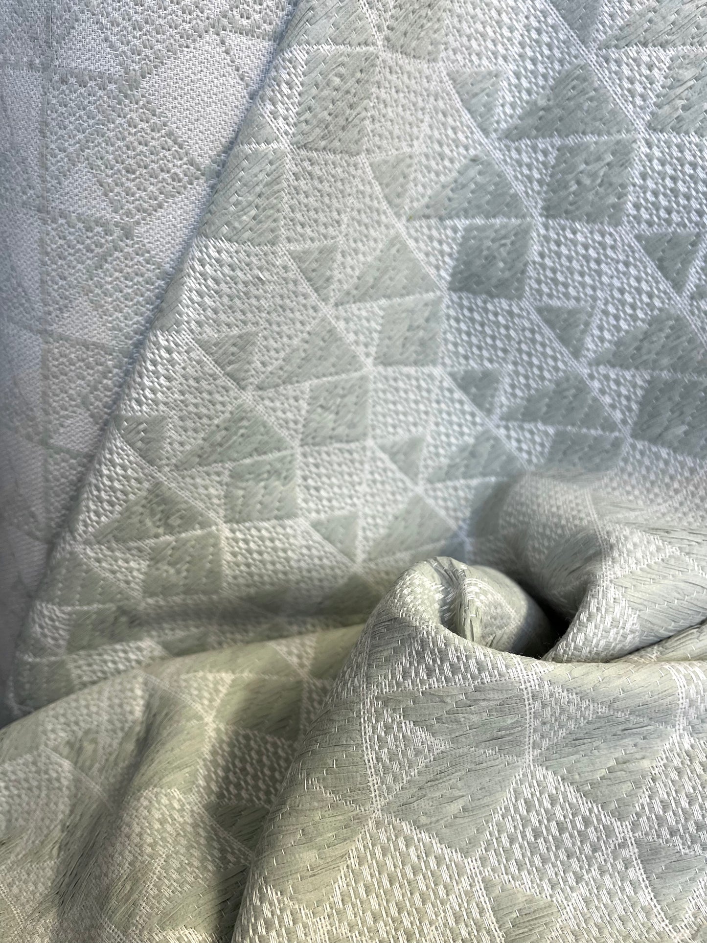 French Poly / Rayon Woven Boucle - Sage & White