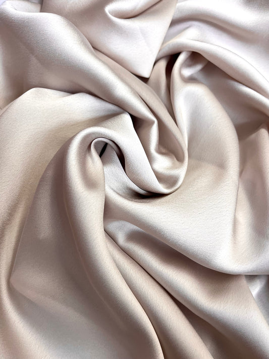 Light Weight Stretch Poly Satin - Champagne Beige