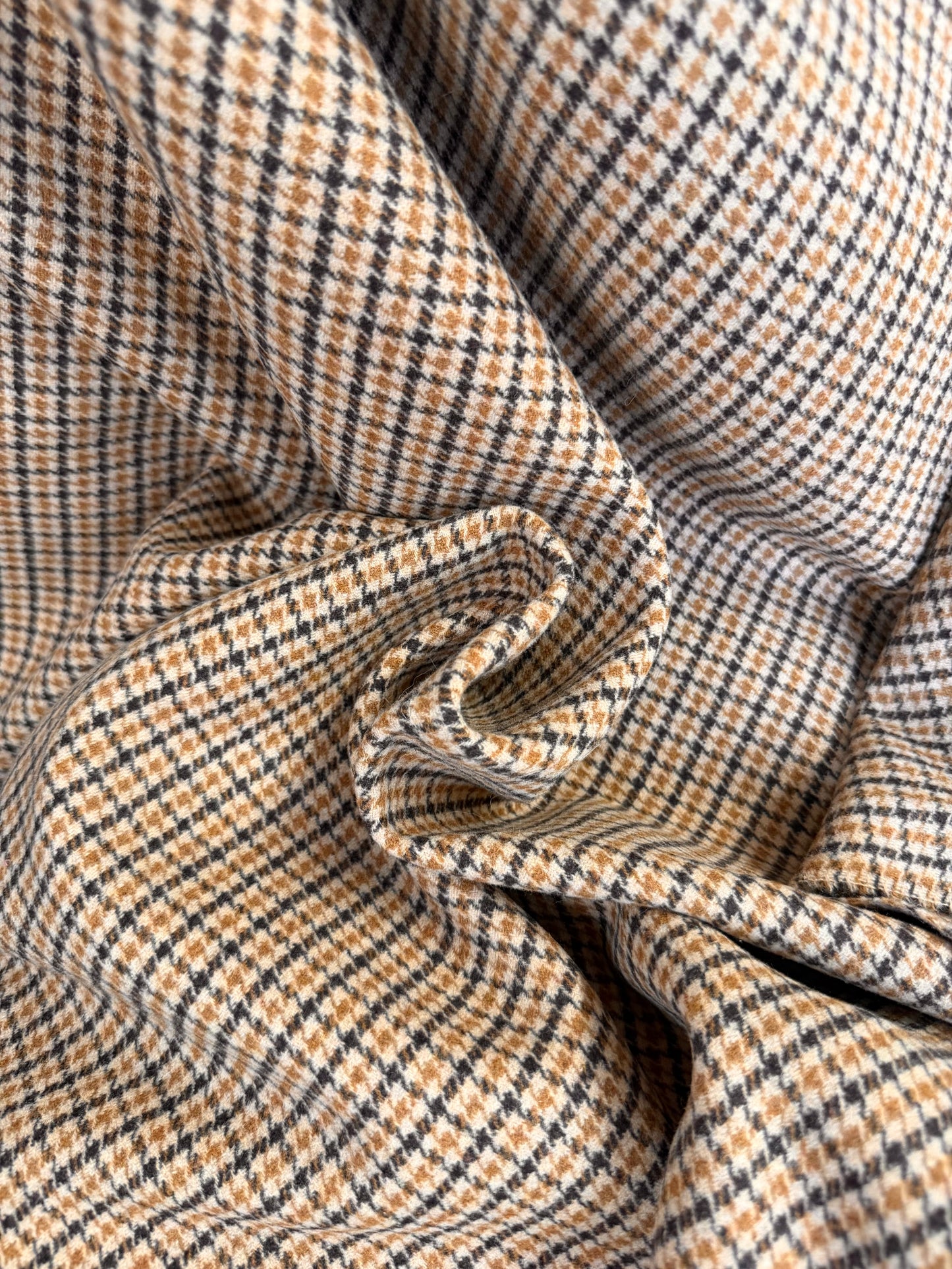 Heritage Label - Italian Plaid Melton Wool - Brown, Tan & Mustard