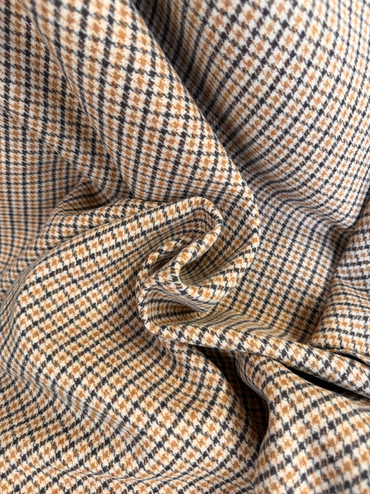 Heritage Label - Italian Plaid Melton Wool - Brown, Tan & Mustard
