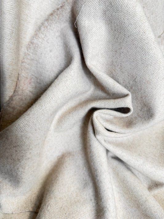 Heritage Label - Italian Brushed Herringbone Wool Blend - Cream/Beige