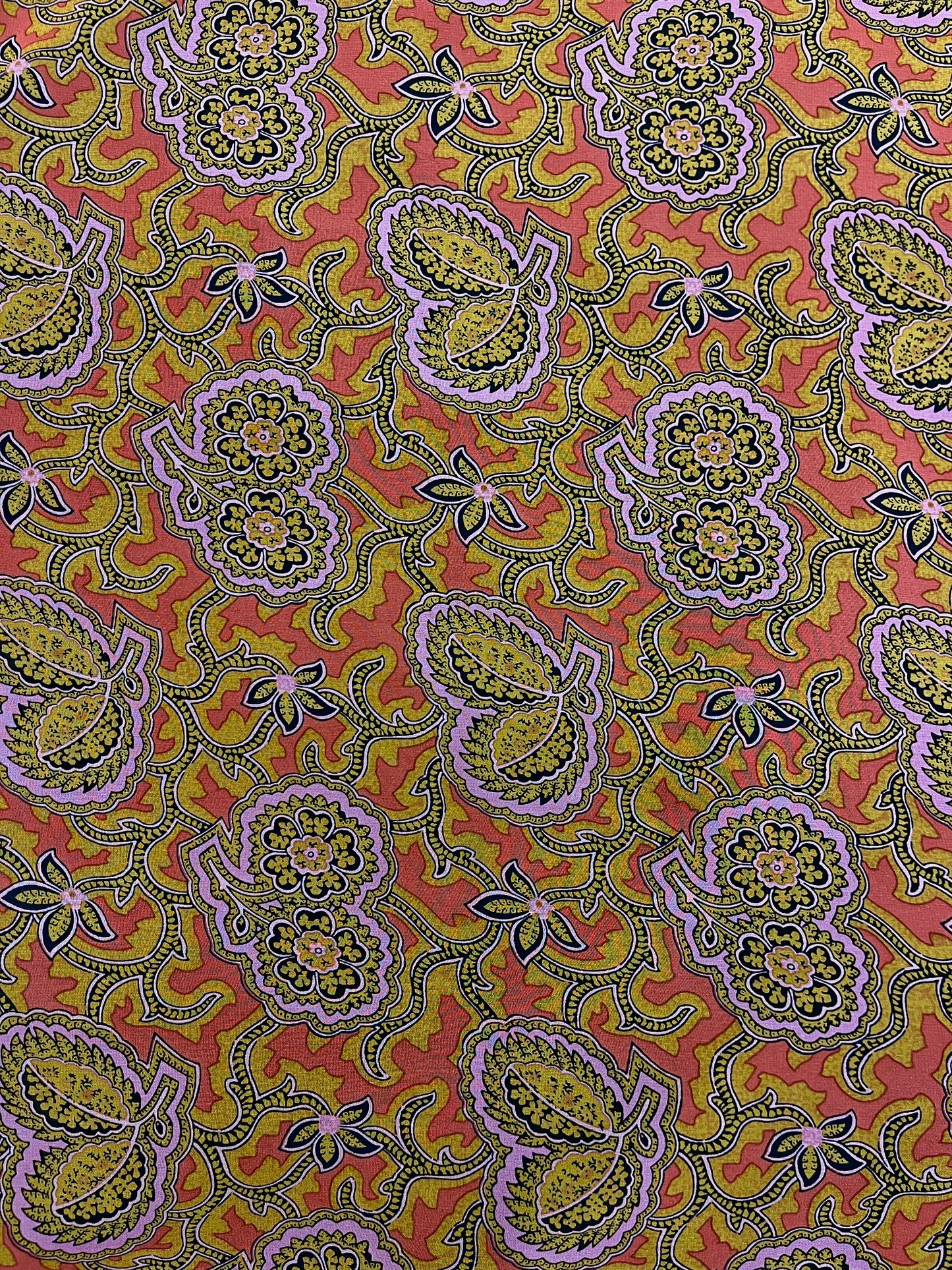 Paisley Printed Silk Chiffon - Orange, Yellow, Purple & Black