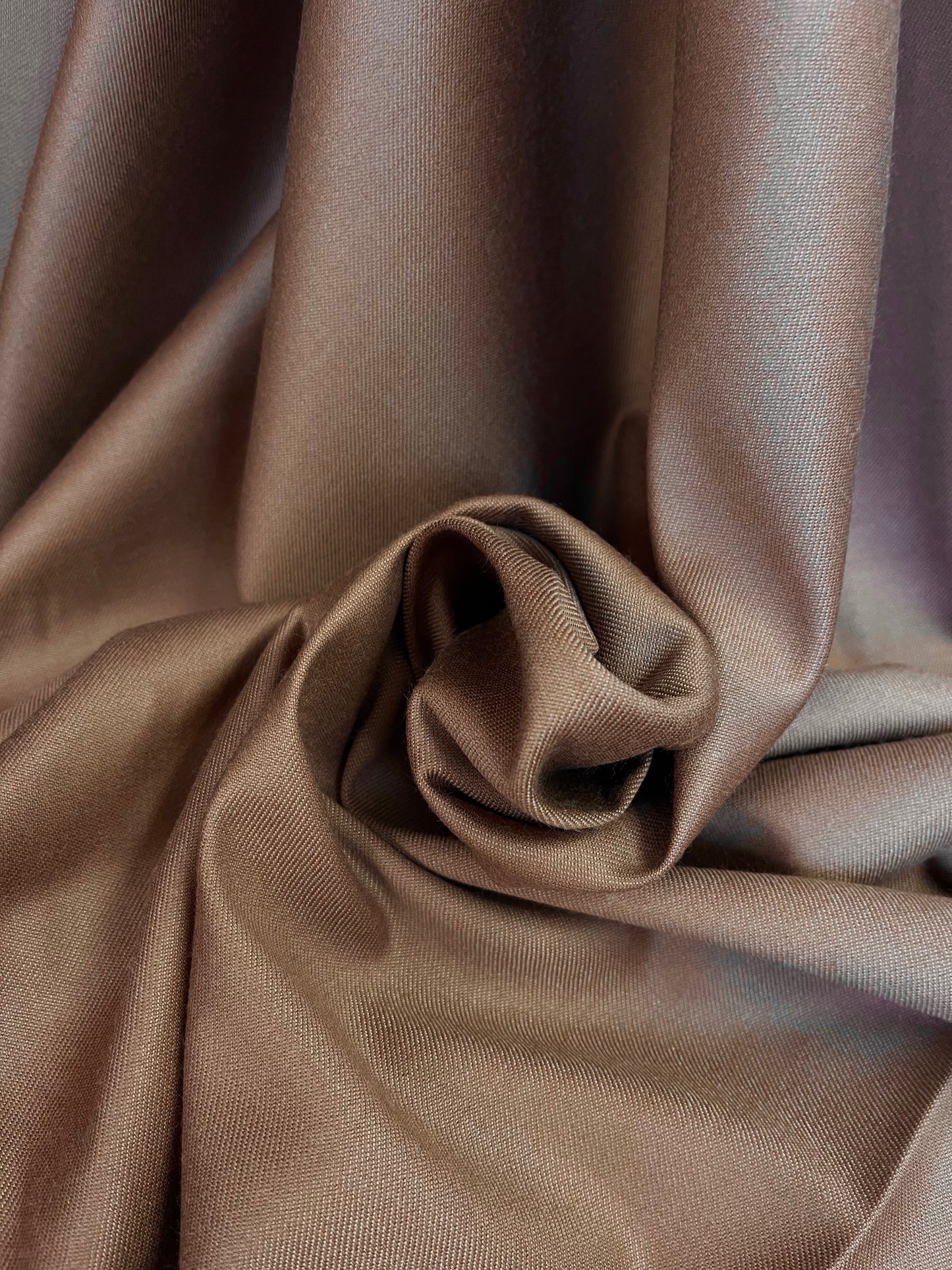 Italian Stretch Poly & Wool Twill - Camel Brown