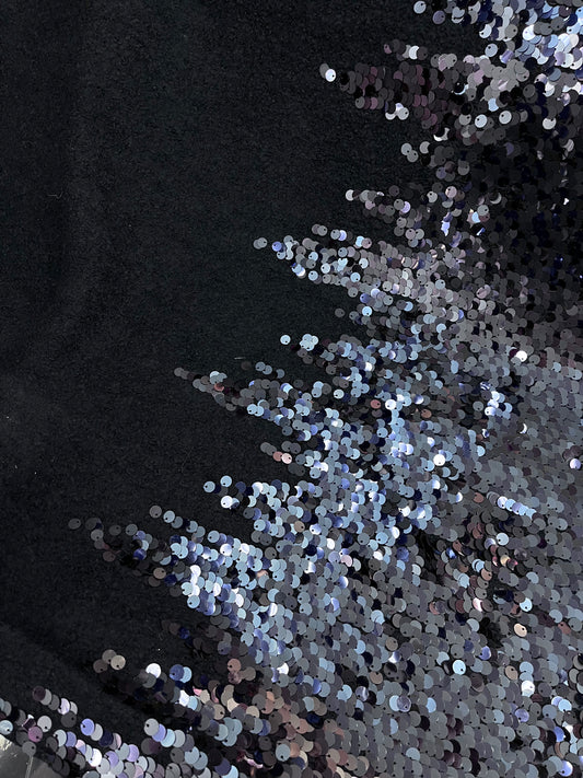 Boiled Wool Blend - Sequin - Navy Blue