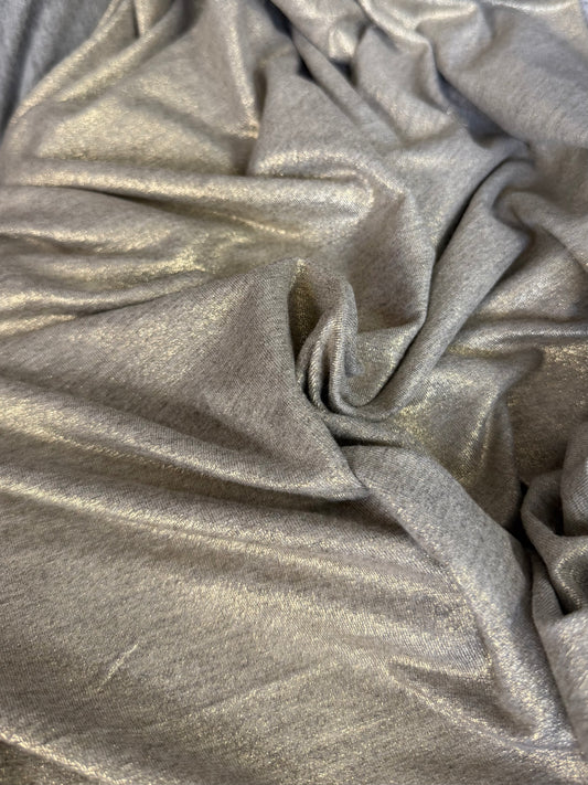 Metallic Italian Rayon Jersey - Grey & Gold