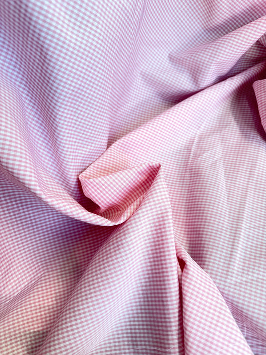 Cotton - Mini Check Plaid - Light Pink & White