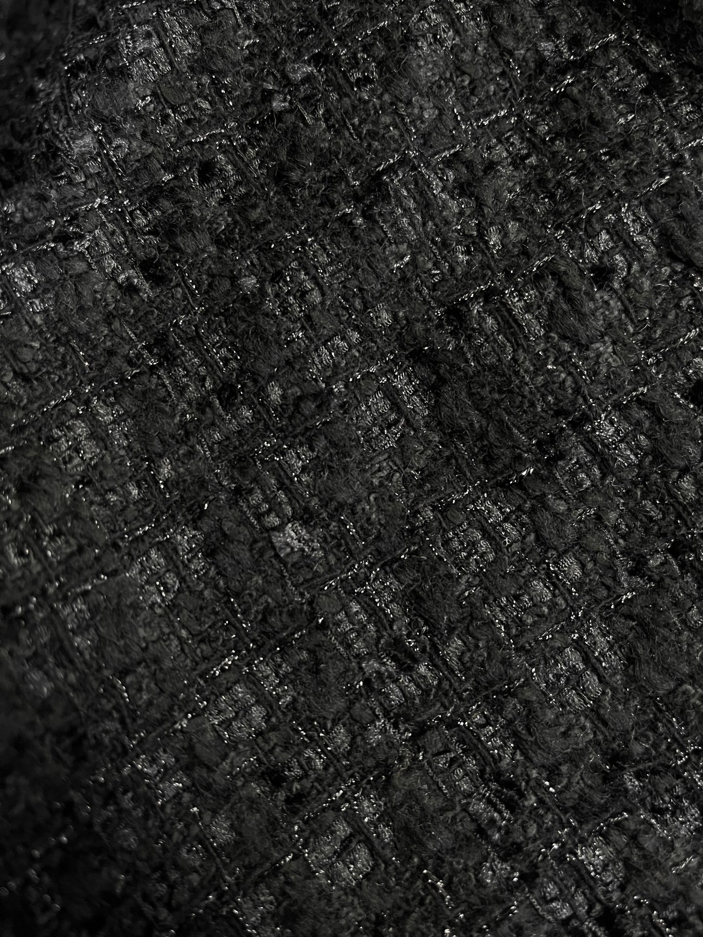 Designer Wool Blend Boucle - Jet Black & Lurex