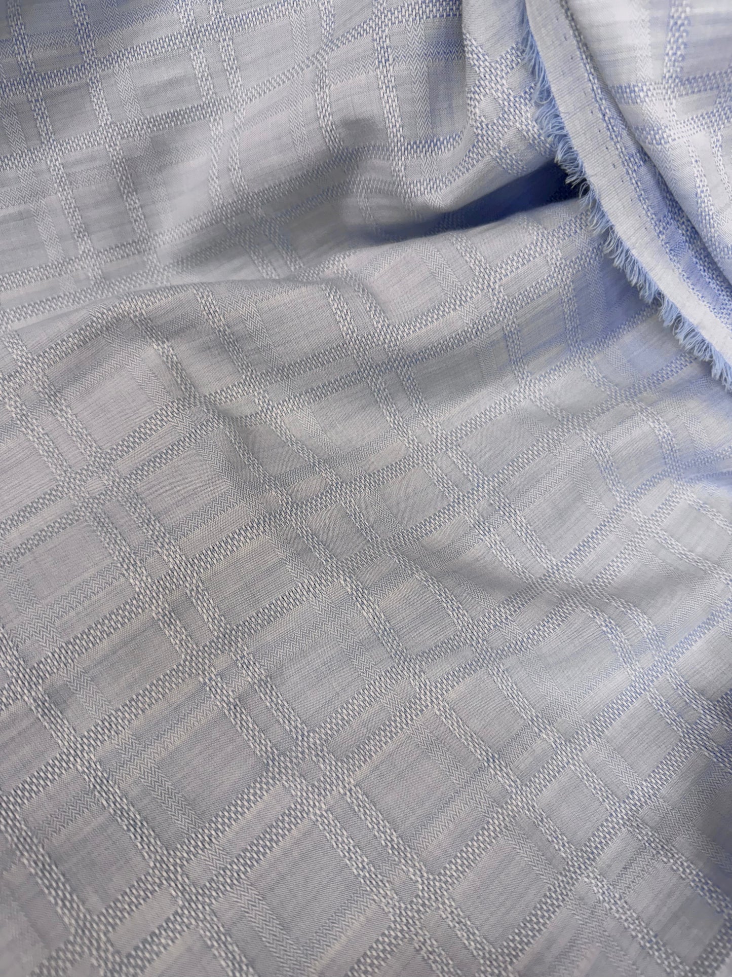 Italian Textured Cotton Plaid - Light Blue