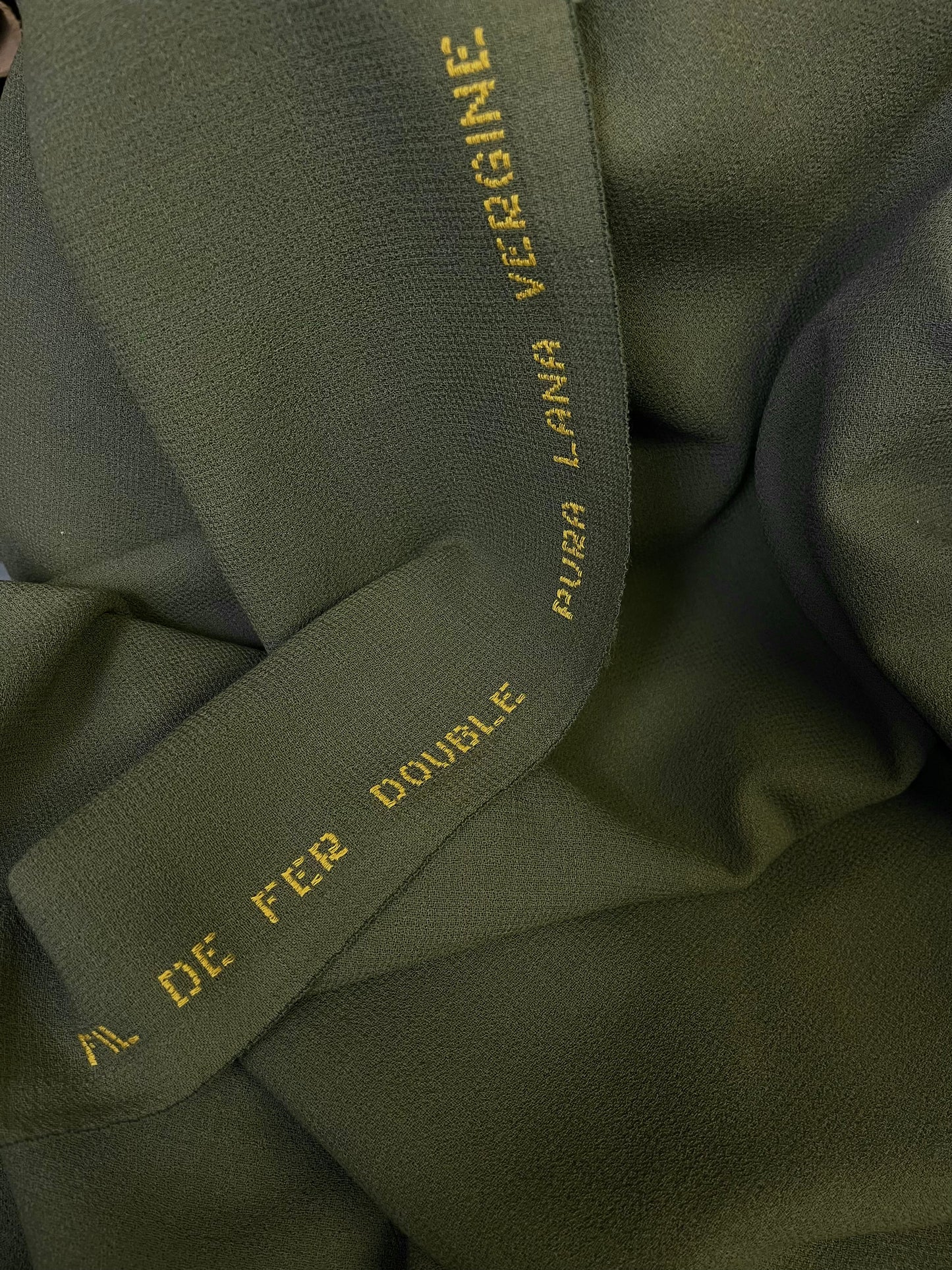 Italian Designer Double Faced Virgin Wool Crepe - Olive Green