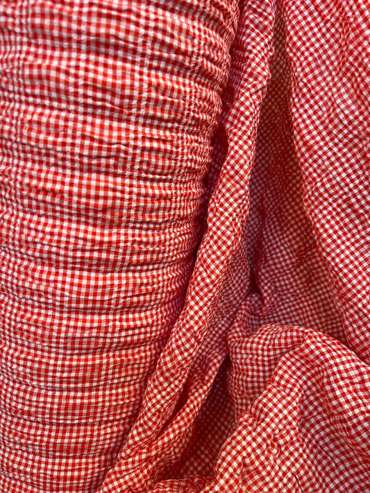 Textured Gingham Cotton - Red & White