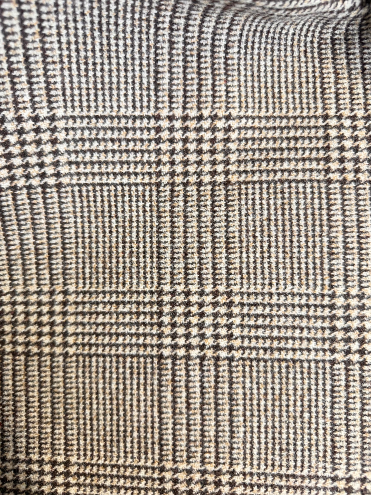 Heritage Label - Italian Houndstooth Plaid Wool - Chocolate Brown & White