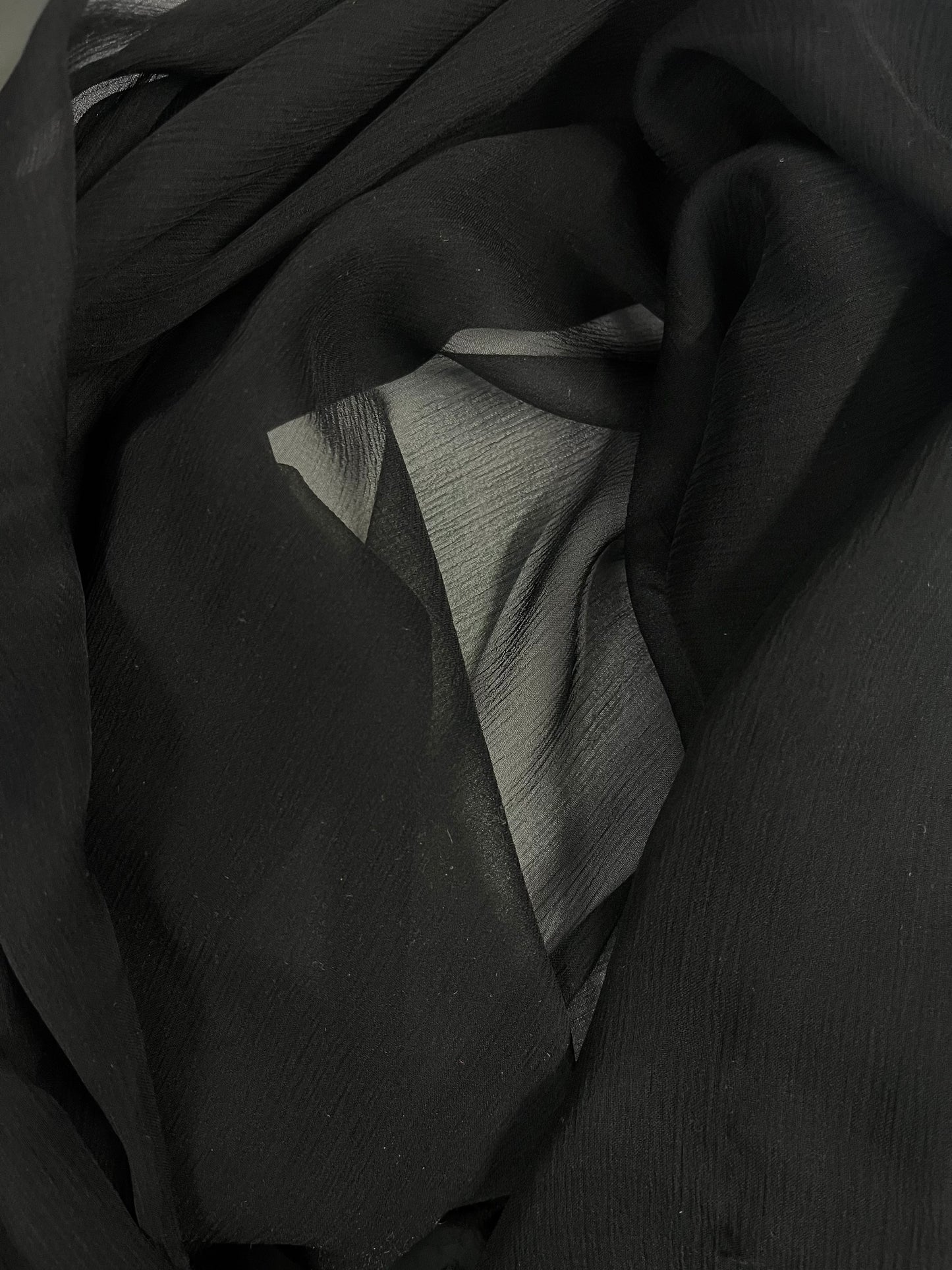 Crinkled Silk Chiffon - Black