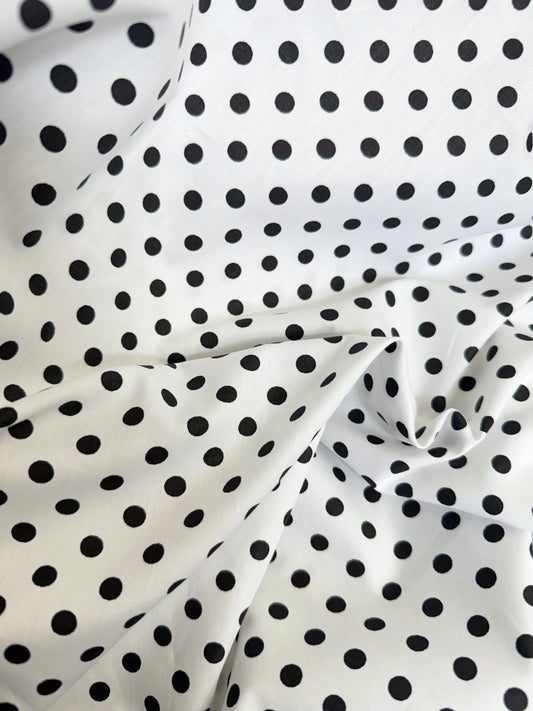 Printed Polka Dot Cotton - Black & White