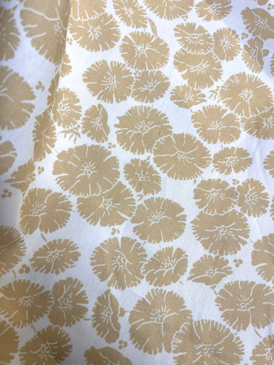 Printed Floral Cotton - Off-White & Beige