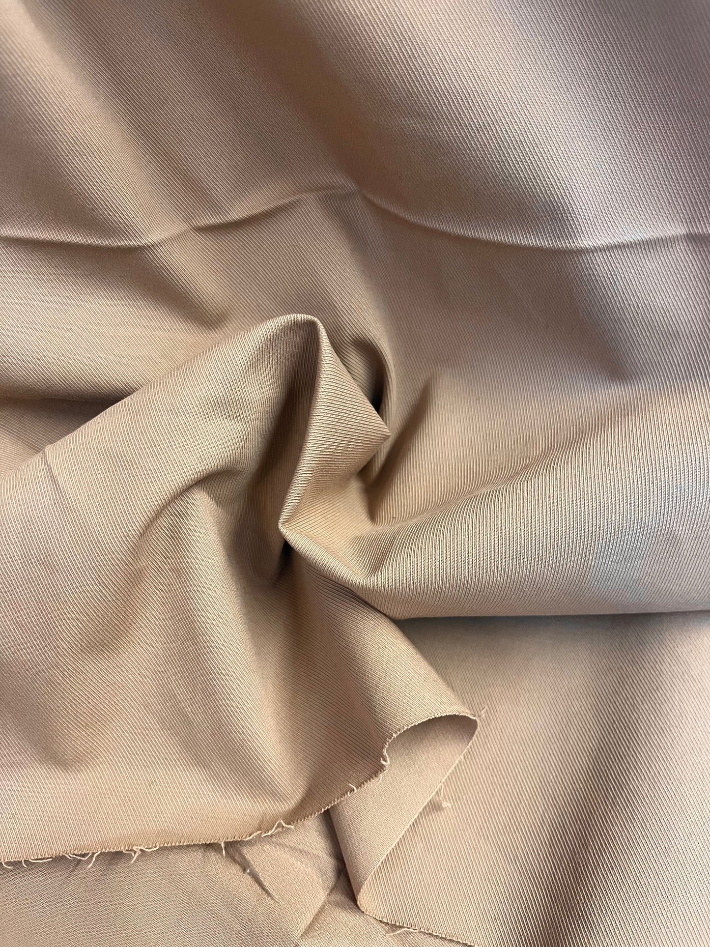 Italian Stretch Cotton Twill - Khaki Sand