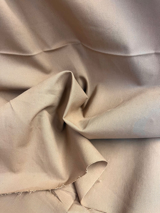 Italian Stretch Cotton Twill - Khaki Sand