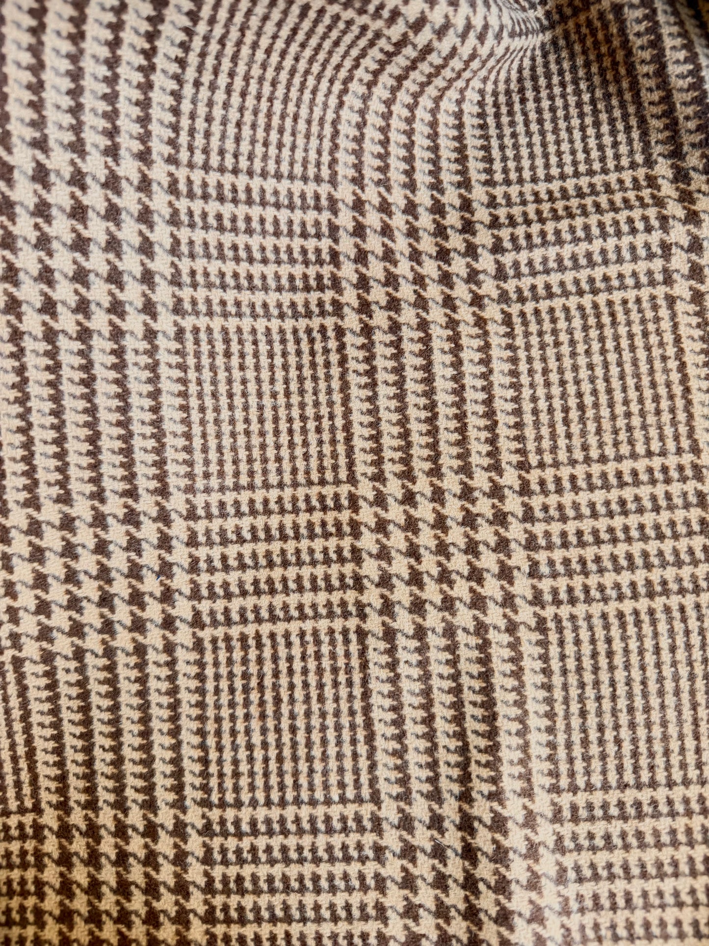 Heritage Label - Italian Houndstooth Plaid Wool - Brown & Tan