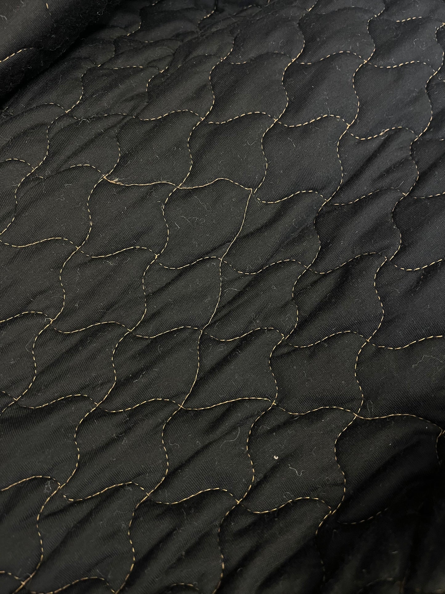 Italian Quilted Wool Jersey - Oatmeal Beige & Black