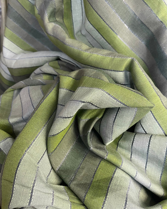 Linen Blend Jacquard - Green Stipe