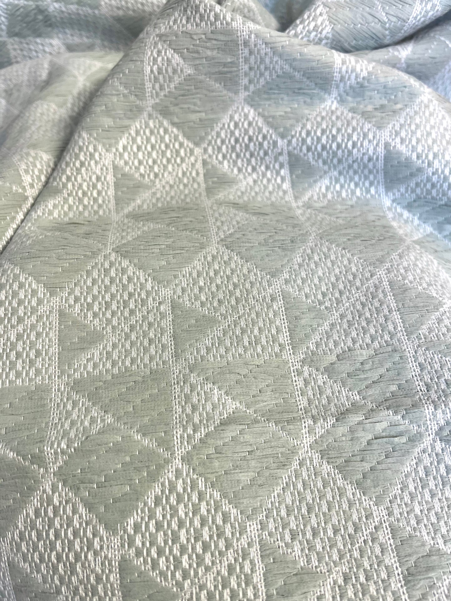 French Poly / Rayon Woven Boucle - Sage & White