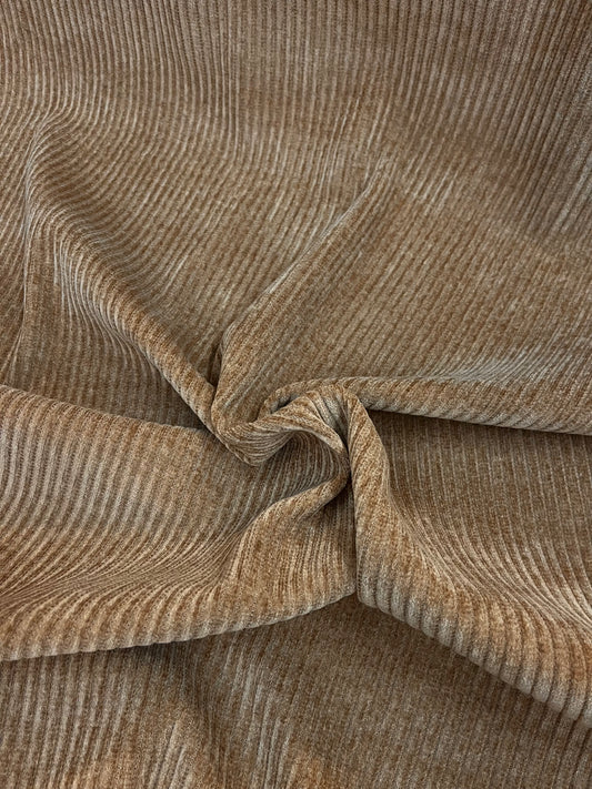 Italian Poly Stretch Corduroy - Sand Brown